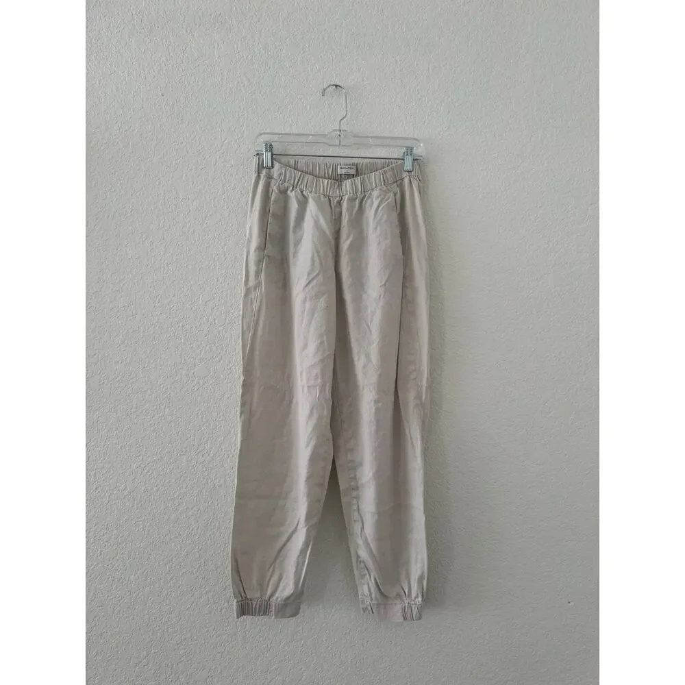 Babaton Aritzia Linen Blend Pull-On Jogger Pants Cream Size M